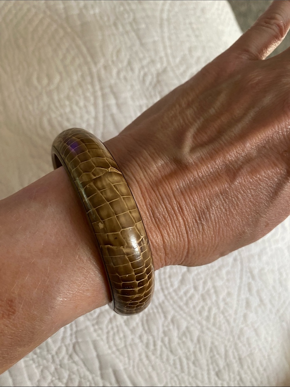 Vintage Goldtone Snakeskin Bangle Bracelet Cuff